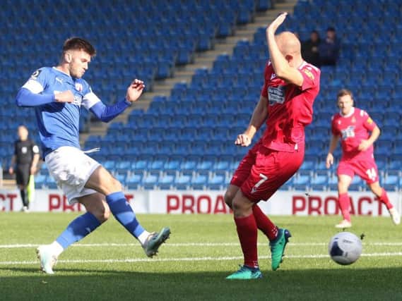 Chesterfield 1 v 1 Wrexham. Pictured is Joe Rowley.