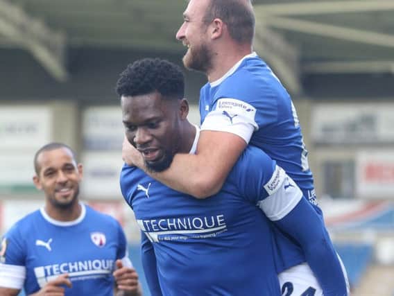 Mike Fondop scored for Chesterfield against his former club Wrexham in Saturday's FA Cup clash at the Proact.