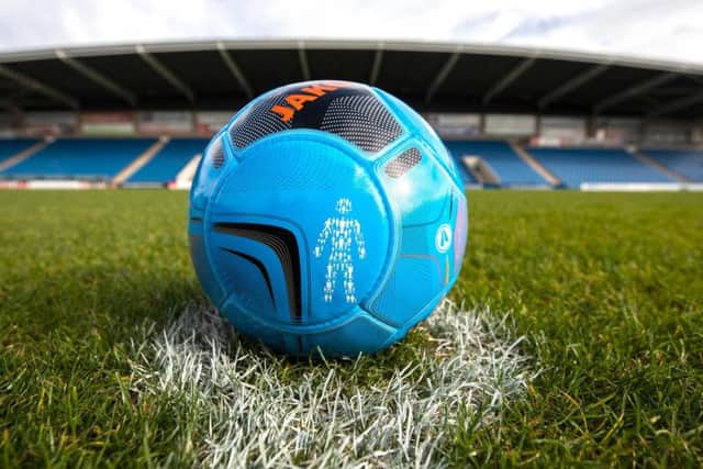 The striking blue and orange ball will be used this Saturday.