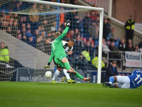 Gevaro Nepomuceno gave Chesterfield the lead against Notts County for his first goal for the club.