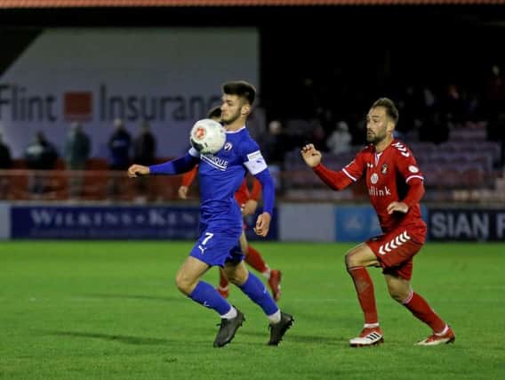 Joe Rowley in action for Chesterfield on Saturday against Ebbsfleet United.
