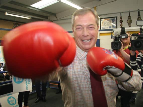 Nigel Farage at Bolsover Boxing Club. Pictures by Rebecca Havercroft.
