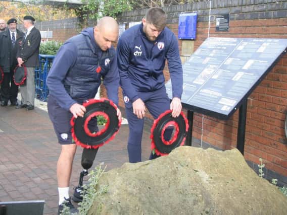 Chesterfield FC players and staff attended an Armistice Day ceremony at the Proact today