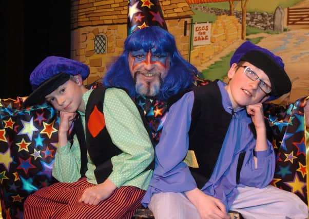 Youlgrave Panto, Puss in Boots, John Orchard with Thomas Birch and Damion Glover