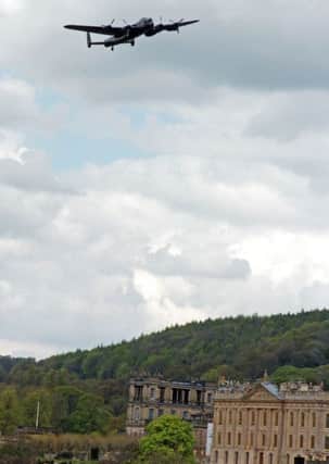 80th anniversary of the Dambusters. Lancaster flying over Chatsworth.
