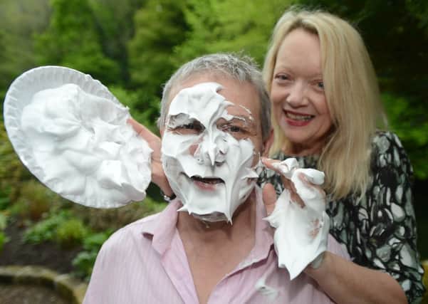 Paul Morgans and Janet Reeder testing custard pies in preparation for Bakewell's Baking Festival