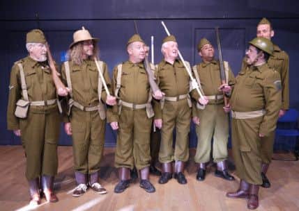 Nic Wilson as  Colonel Calverley with the Home Guard platoon in Matlock G & S Society's production of Patience