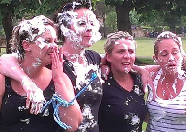 Aimee Wood, left, and her victorious team-mates in Pies and Prejudice at Bakewell Baking Festival