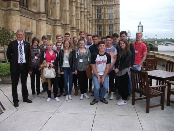 Buxton Community School business and economics students on a visit to Westminster with Andrew Bingham, MP for the High Peak.