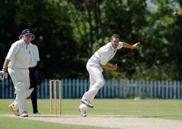 Australian bowler James Smith of Matlock CC sends down a delivery during the clash with Denby on Saturday.