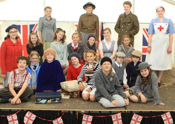 Sparrows, a play about wartime evacuees at Peak Rail's Rowsley Station, whole cast
