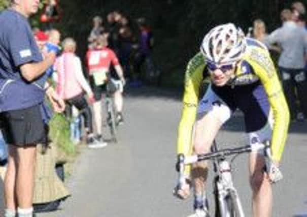 Buxton CC's Sam Garner in action at the 2013 Monsal Head hill-climb.