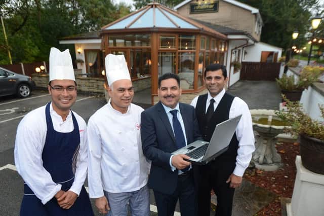 Ali Mamood proprietor of the Shalimar at Darley Dale with his chefs Liaquat Zaman and Shree Gopal and manager Liaquat Ali