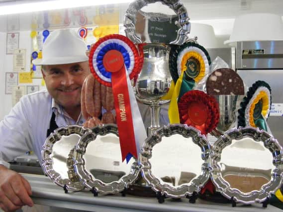 Michael Shirt of Stanedge Grange Butchery at Newhaven which won seven awards at Bakewell Show