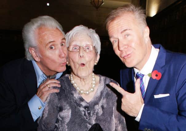 Woman of Steel Kathleen Roberts with Tony Christie and ABC's Martin Fry