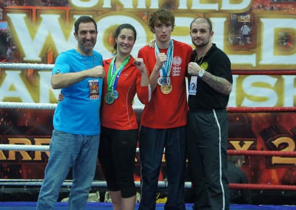 Rachel Rose and Joss Bevan (centre) won five medals in Tuscany.