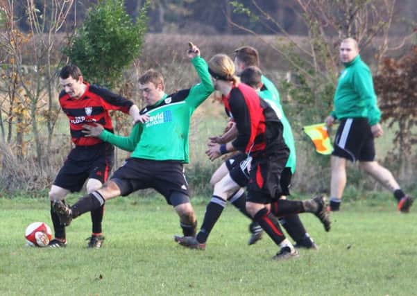 Pictured is action from the MRA clash between Rowsley 86 Reserves and Ripley Town on Saturday.