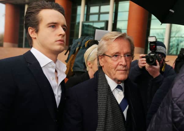 Coronation Street actor William Roache who plays Ken Barlow, arrives with his son James at Preston Crown Court.