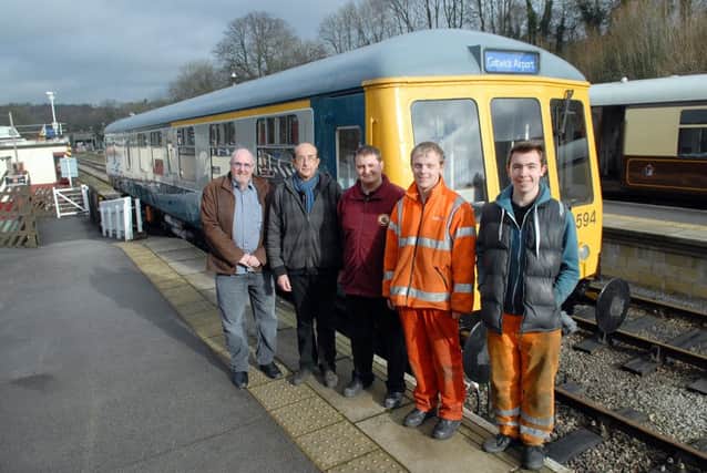 Ecclesbourne Valley Railway winning restoration team. Tom Tait and Mike Evans part owners, Leigh Grattin project leader, Robert Green and Oliver Hodgkinson fitters.