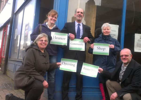 Members of Heanor Traders Association with AVBC councillor Paul Jones outside the new community shop.