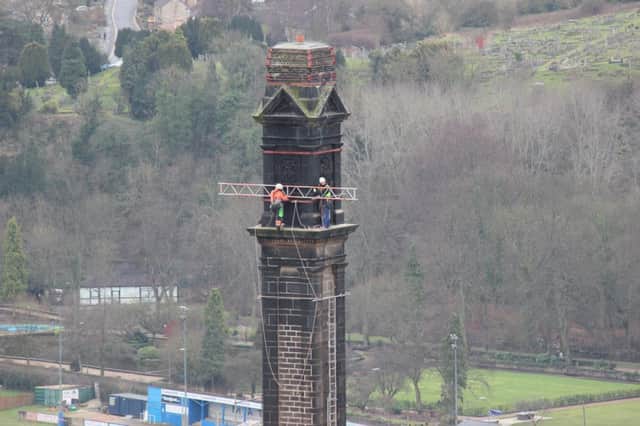 Workers on chimney at County Offices matlock