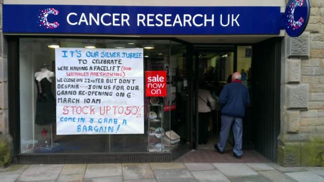 The Cancer Research shop, on Spring Gardens, Buxton.