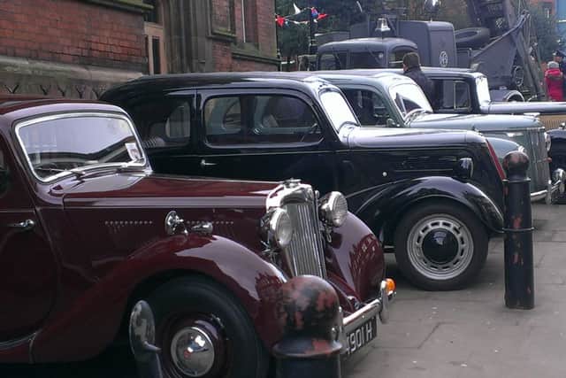 Vintage cars line up outside Chesterfield's Pomegrante Theatre