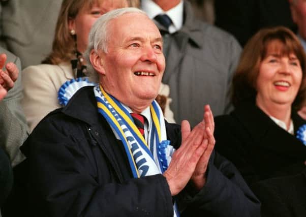 Former Chesterfield MP Tony Benn during a Spireites' match.