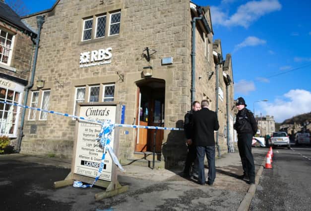 20/02/14
Picture shows Royal Bank of Scotland on Main Road the in quiet Derbyshire village of Hathersage which was robbed this  morning just before 9am this morning by two men.
They made off with a substantial amount of money and left the bank carrying a holdall. They turned left out of the bank and made off towards the village. They were described as scruffy, wearing hooded tops with the hoods worn up. Members of the public are asked to contact police if they saw the men in the area at 9.05am this morning or saw anything suspicious last night (Wednesday, February 19).

rossparry.co.uk / Tom Maddick