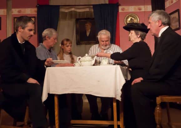 Old Tupton's Chapel Players present The Dear Departed, from left to right: 
Matthew Joynes, Sally Mason, Bethany, Colin Sorrell, Eileen Wildsmith and Barry Johnson.