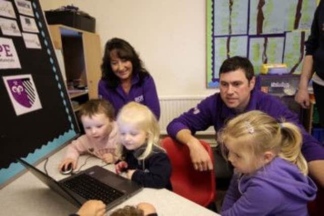 Hope Construction Materials has donated a laptop to Peak Forest Playgroup.