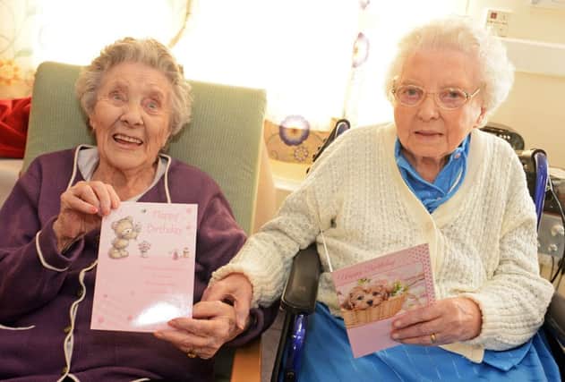 Two residents at Valley Lodge Care Home in Matlock are celebrating milestone birthdays. Rita Conway and Ivy Turberville.