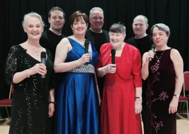 Bolsover Drama Group's Night At The Musicals. Back row (left to right):   Dale Shaw, Paul Holland, Ray Winston; front row (left to right) Barbara Booth, Angela MItchell,  Rachel Johnson, Chrissy Smith.