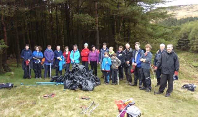 Volunteer litter pickers with their haul at Burbage plantation. Photo contributed.