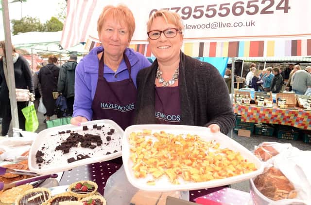 Bakewell food festival. Kathy and Linda Hazelwood from Hazelwood deserts.