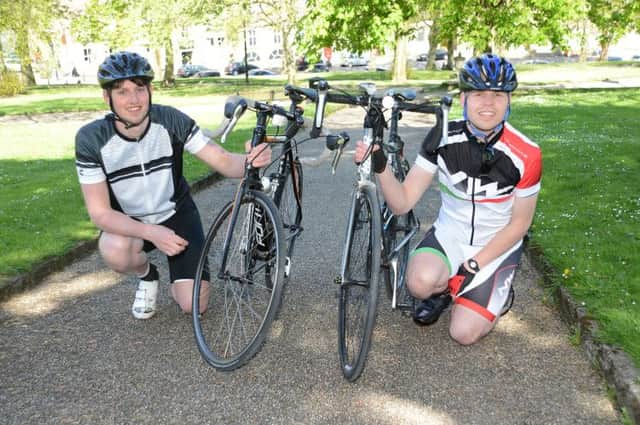 Long distance cyclists Stewart Welburn and James Wright