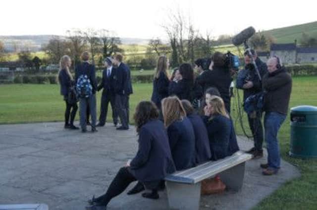Lady Manners School pupils being filmed for a new DVD for schools on cancer. Photo contributed.