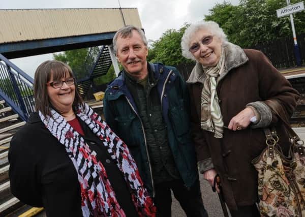 Sucessful campaign to have a disabled ramp installed at Alfreton Train Station. l-r are Councillors Gail Dolman, Steve Marshall-Clarke and Marlene Bennett. nrhn 08-05-14 ll-1.