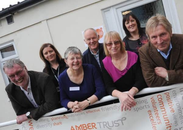 The Amber Trust open day, Ripley. l-r are John King, Tracy Litchfield, Valerie Broom, Roger Taylor, Olive Green, Kathy Kozlowski, Peter Arnold. Kathy is CEO and the other are all Trustees.