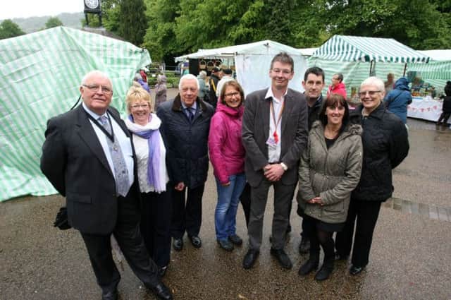 Councillors and members of Matlock Town Team opened the new outdoor market at Hall Leys Park in Matlock