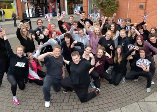 Performing arts students at Chesterfield College rehearsing their Madness musical, Our House