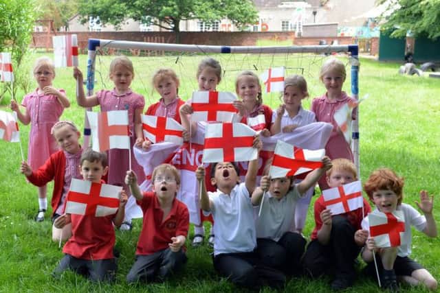 Children at Horsley Woodhouse Primary School get into the spirit of the World Cup