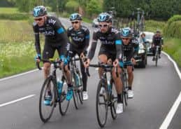 Chris Froome at his Team Sky team mates on Jawbone Hill, Sheffield. Picture by Joey O'Connell