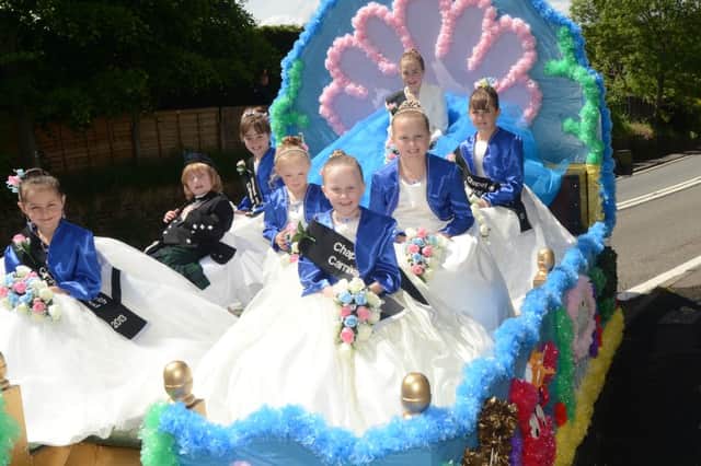 Chapel Carnival, queen Katelyn Scowcroft with her retinue, Kelsey Binning, Callum Rodgers, Charlotte Jodrell, Connie Oxbury, Sarah Rodgers, Amelia Kilgarriff and Jasmine Flemming