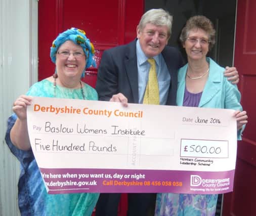 Sue Watkins - Mike Longden - Kate Treves

At a recent meeting of Baslow WI members were thrilled to welcome Councillor Mike Longden. Mike presented the President, Kate Treves, with a cheque for £500 from his Derbyshire County Council Community Fund. Baslow WI intends to purchase a projector using the money from this generous grant. The speaker at this meeting was Sue Watkins talking about her work for the international charity, Associated Country Women of the World 'ACWW'.