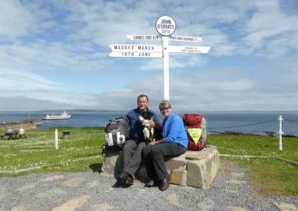 Border Collie Madge has led her owners Ian and Jane Marsden, of Bakewell, from Land's End to John O'Groats for charity.