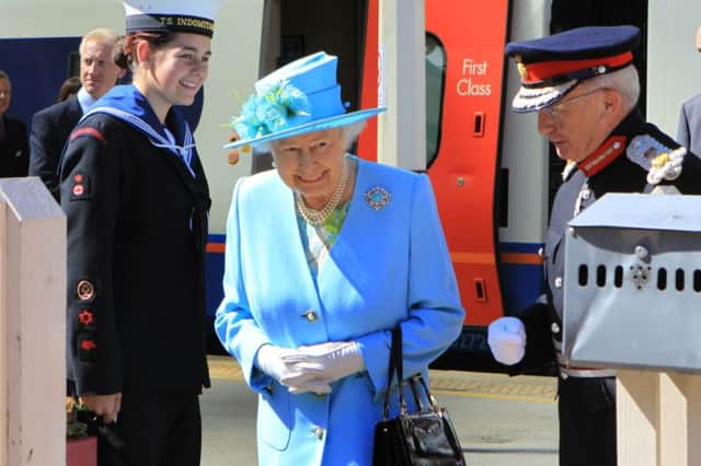 The queen on her arrival at Matlock Station