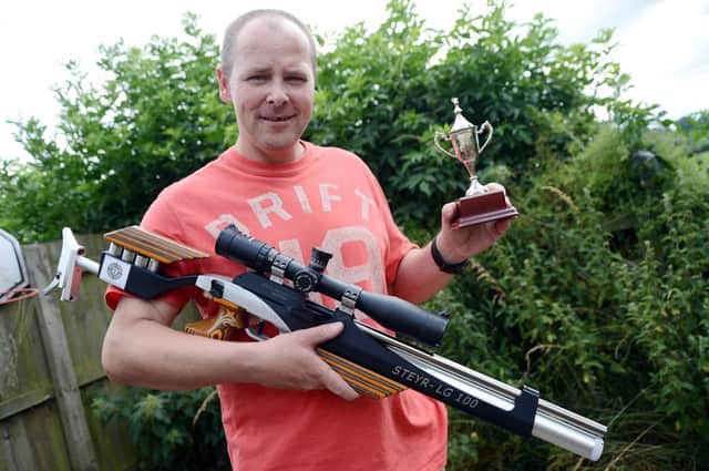 Bakewell shooting champion. Rick has just won the UKAHFT English Open shooting championship.