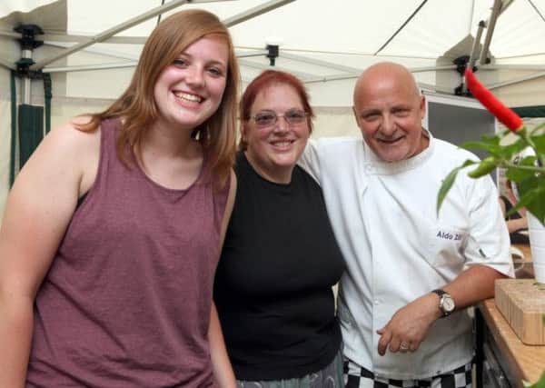 Bolsover Food Festival - Aldo Zilli with fans Karen and Laurissa Robson