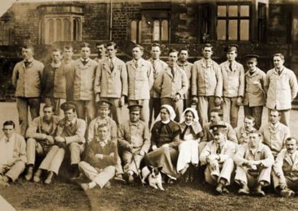 Pictured are soldiers at Longshaw Lodge, on the Longshaw Estate, Derbyshire, which was converted into a convalescent hospital during World War One.